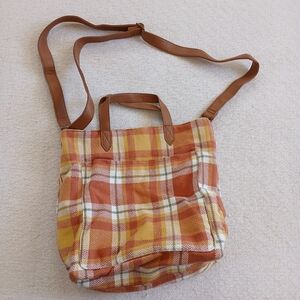 thirty-one ♡ crossbody tote bag woven plaid fall
